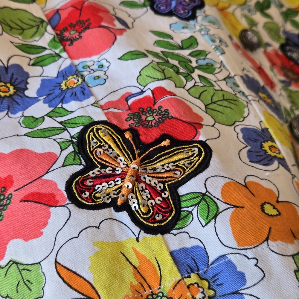 🦋 Breckenridge Vintage Floral Butterfly Patchwork Jacket-MED🌺🌻🌼🏵️🌷🏵️ - Picture 3 of 10